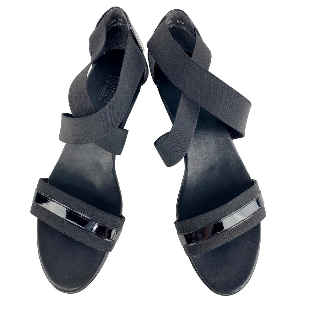 Munro Sandals Womens 10.5 M Black 2" Heels Soft Ankle Straps Comfort Slip On USA